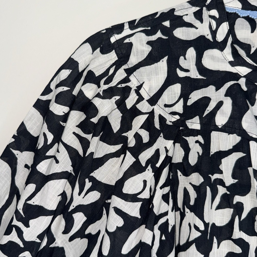 Anthropologie Danielle Kroll Womens Whismy Bird Button Up Blouse Top Size Medium - Picture 7 of 16